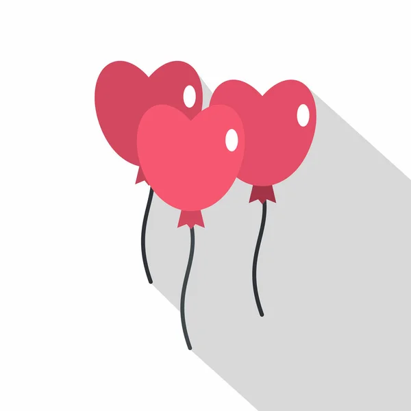 Globos rosados en forma de icono del corazón, de estilo plano — Archivo Imágenes Vectoriales