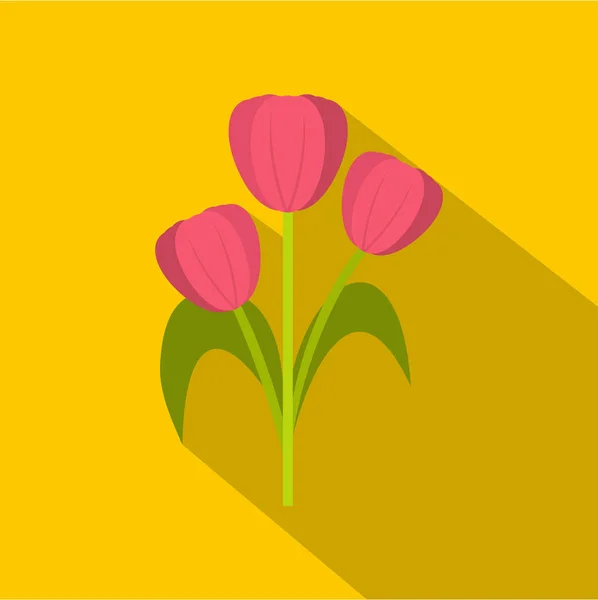 Roze tulpen pictogram, vlakke stijl — Stockvector