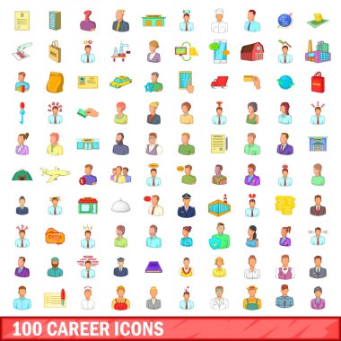 100 kariyer simgeler ayarla, tarzı çizgi film