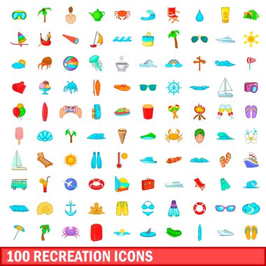 100 rekreasyon simgeler ayarla, tarzı çizgi film
