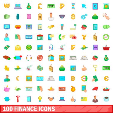 100 finans simgesi, çizgi film biçimi