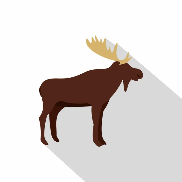 野生麋鹿图标，平面样式 — 图库矢量图片
