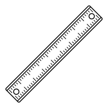 Cetvel, dikdörtgen şeklinde simgesi, anahat stili