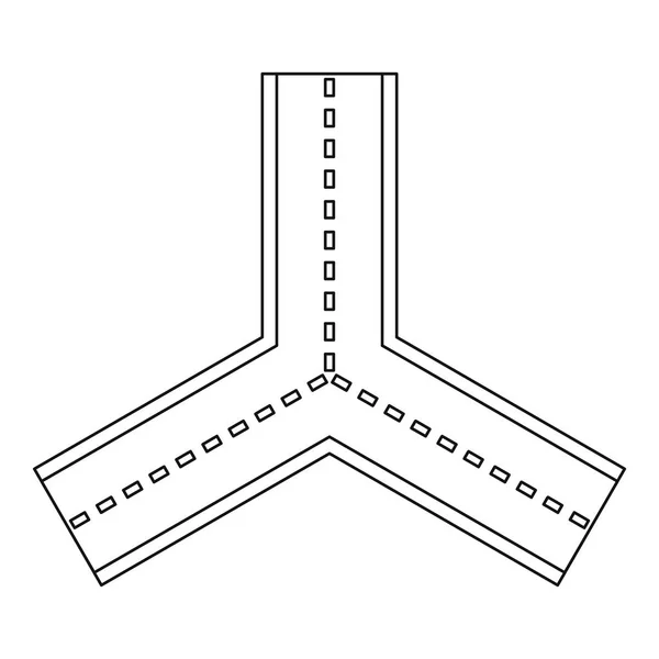 Icône de route fourchue, style contour — Image vectorielle