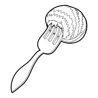 Çatal yemek simgesi, anahat stili ile