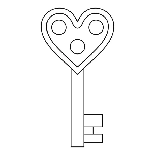 Love key icon, outline style — Stock Vector