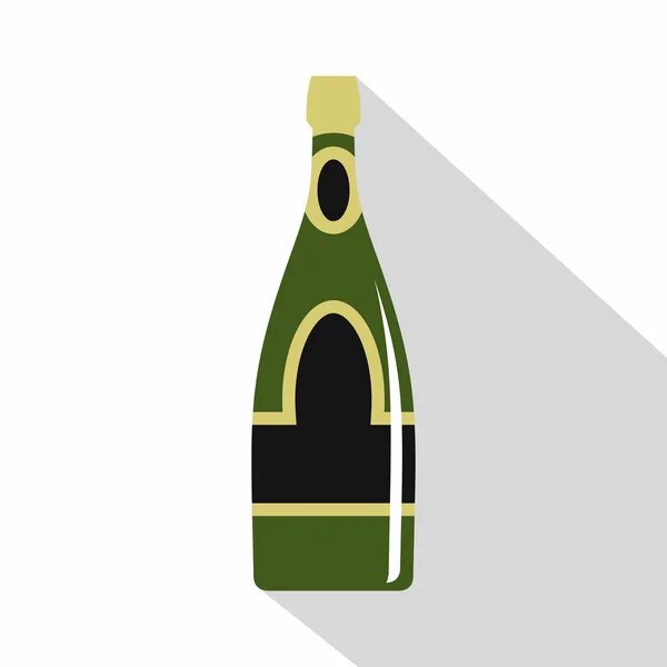 Champagne bottle icon, flat style — Stock Vector