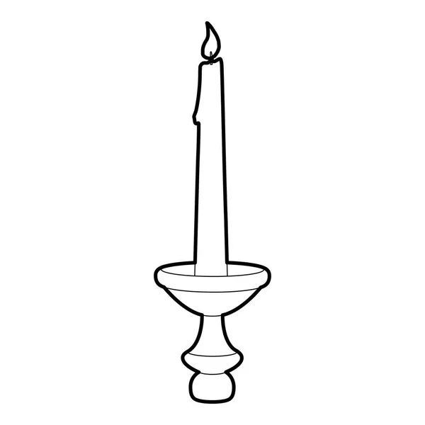 Candle icon, outline style — Stock Vector