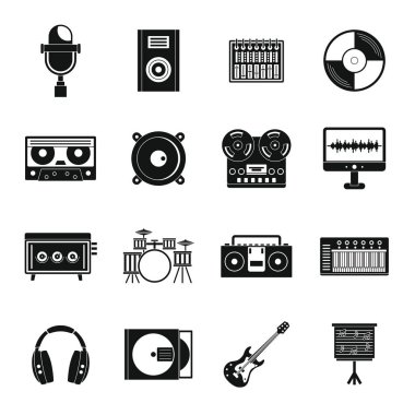 Stüdyo kayıt Icons set, basit stil öğeleri