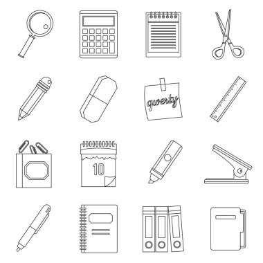 İleti örneği semboller Icons set, anahat stili