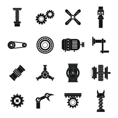 Techno mekanizmaları kiti Icons set, basit tarzı
