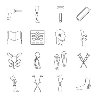 Ortopedi protez Icons set, anahat stili