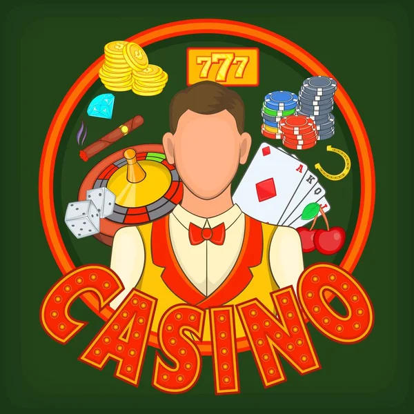 Casino játékok koncepció, rajzfilm stílusú — Stock Vector