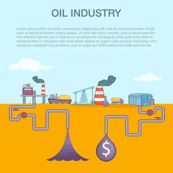 Концепція циклу нафтової промисловості, мультиплікаційний стиль — стоковий вектор