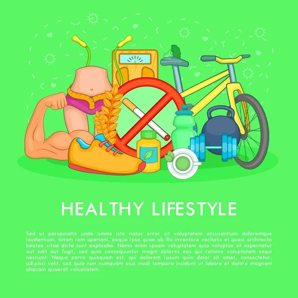 Gezondheid leven items, concept, cartoon stijl — Stockvector