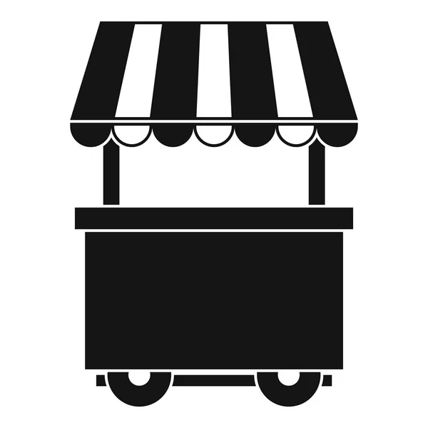 Wózek żywności ikoną markizy, prosty styl — Wektor stockowy