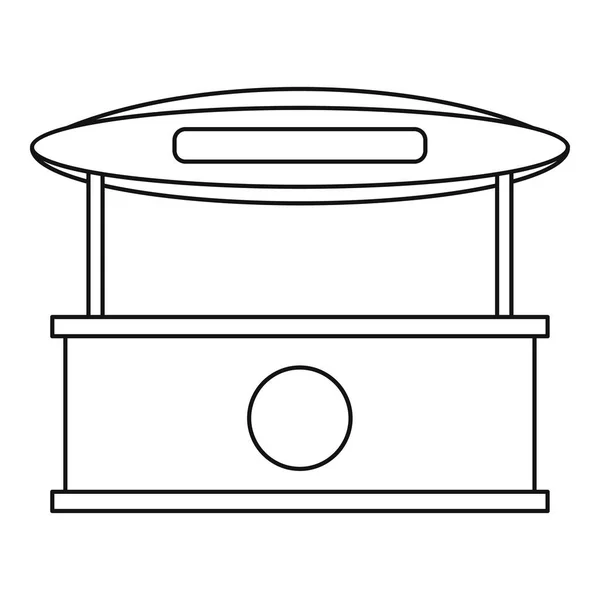 Obchod kiosek s markýzou ikonou, styl osnovy — Stockový vektor
