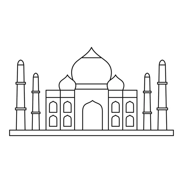 Taj mahal icon, outline style — Stock Vector