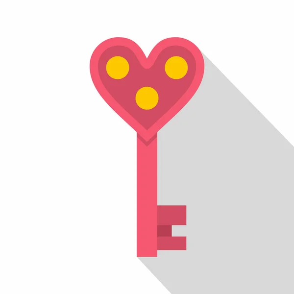 Love key icon, flat style — Stock Vector