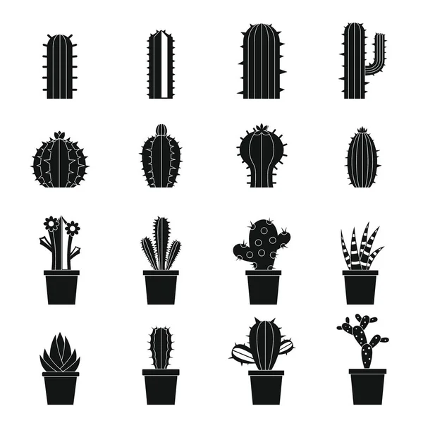 Ensemble d'icônes de cactus différents, style simple — Image vectorielle