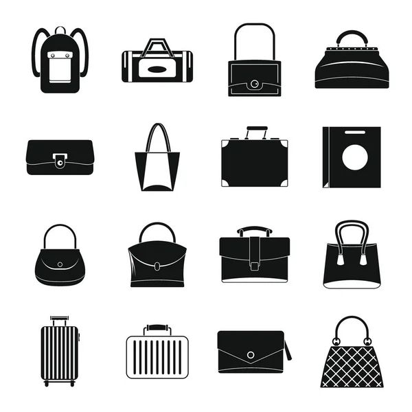 Icons Set für Gepäckstücke, einfacher Stil — Stockvektor