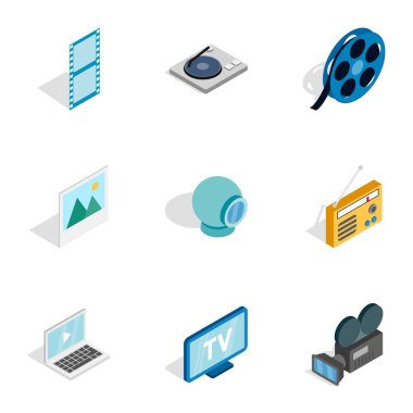 Ses ve video simgeler, izometrik 3d stili