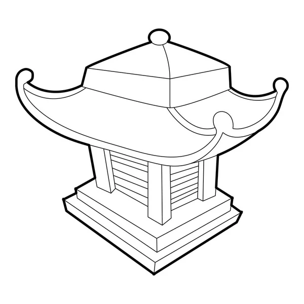 Ícone de pagode asiático, estilo esboço — Vetor de Stock