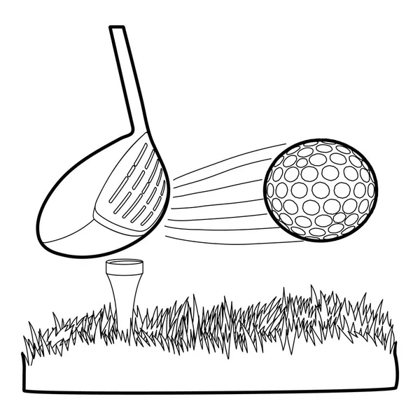 Golf topu simgesini, anahat stili vurmak — Stok Vektör