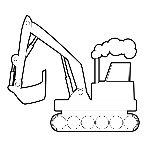 Icono de excavadora, estilo de contorno — Vector de stock