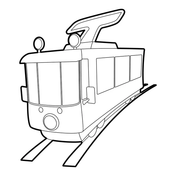 Tram icon, outline style — Stock Vector