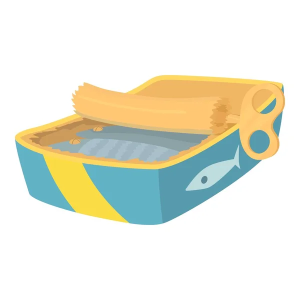 Icono de pescado enlatado, estilo de dibujos animados — Vector de stock