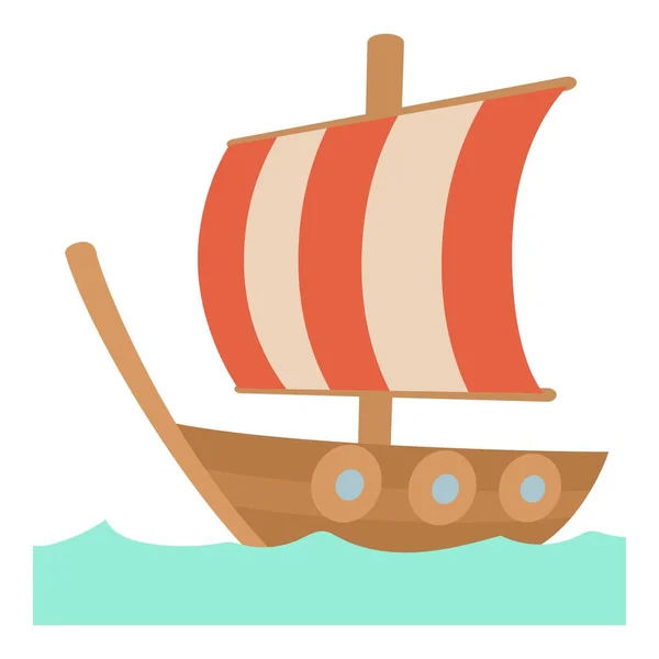 Plavba lodi ikona, kreslený styl — Stockový vektor