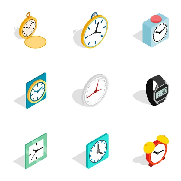 Iconos de reloj, estilo isométrico 3d — Vector de stock