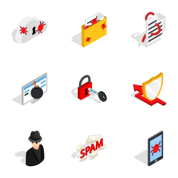Internet security icons, isometric 3d style — Stock Vector