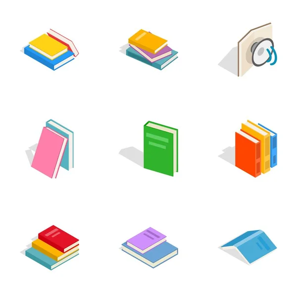 Bücher Icons, isometrischer 3D-Stil — Stockvektor