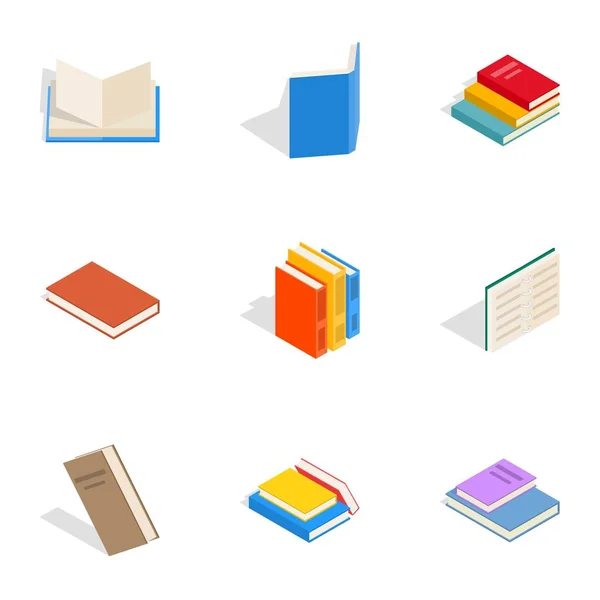 Icone di libri vari, stile isometrico 3d — Vettoriale Stock