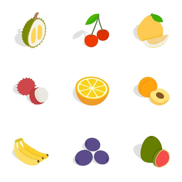 Iconos de frutas, estilo isométrico 3d — Vector de stock