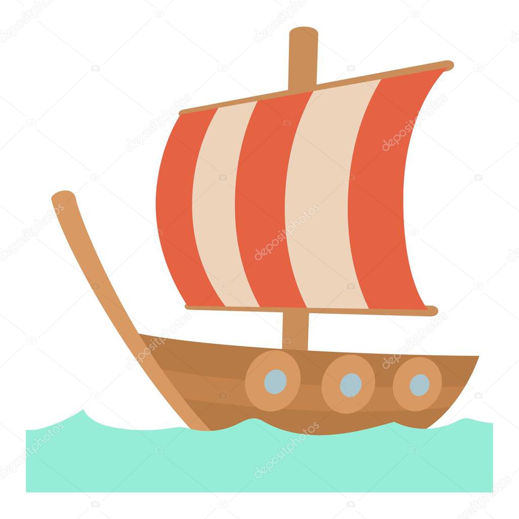 Sailing ship icon , cartoon style