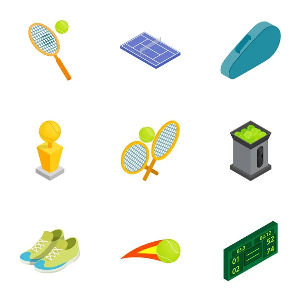 Ensemble d'icônes de tennis, style 3d isométrique — Image vectorielle
