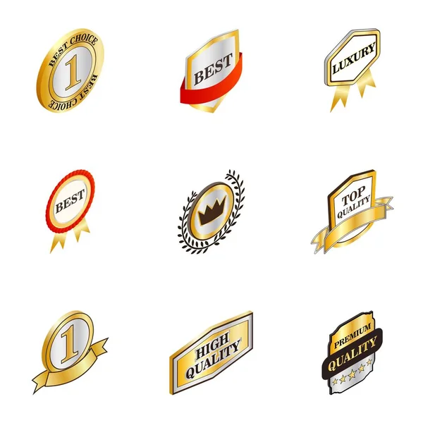 Luxury premium quality golden labels icons set — Stock Vector