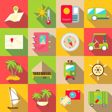 Gezi Icons set, düz stil