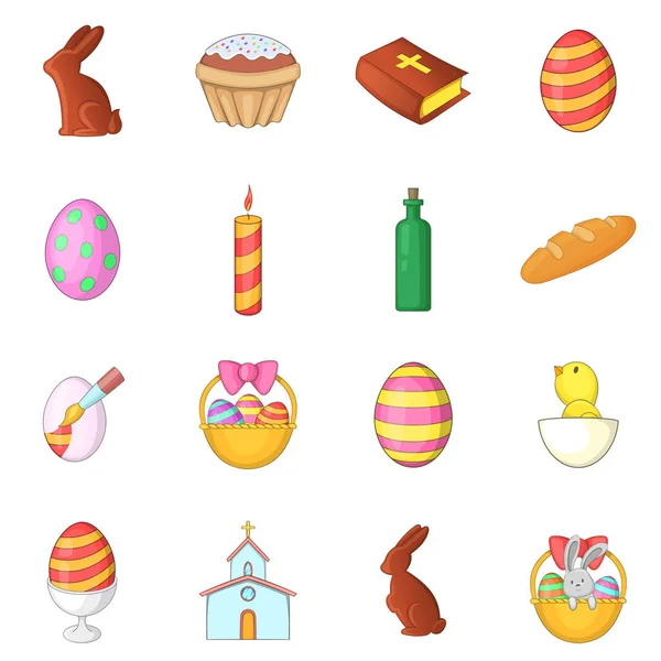 Easter icons set, cartoon style — Stock Vector