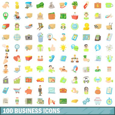 100 iş simgesi, çizgi film tarzı