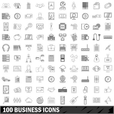 100 iş simgeler kümesi, anahat stili