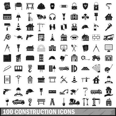 basit tarzda 100 inşaat Icons set