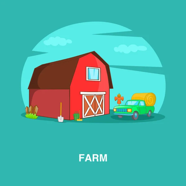 Çiftlik kavramı, karikatür tarzı — Stok Vektör