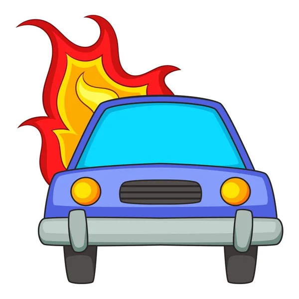 Burning car icon, cartoon style — Stock Vector