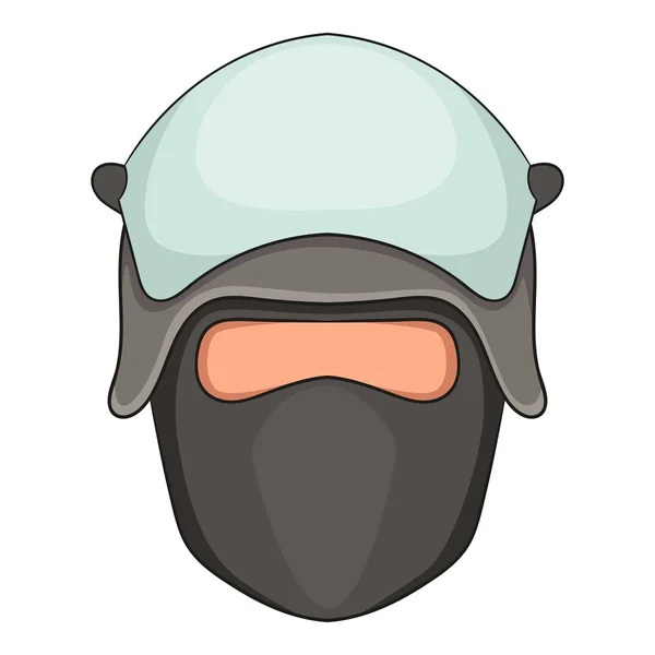 Policeman head in a face mask icon, cartoon style — Stock Vector