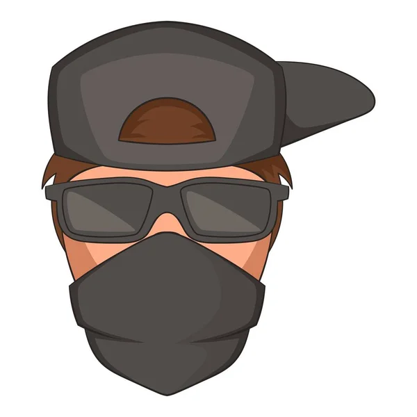 Man in black glasses and scarf on his face icon — Stock Vector