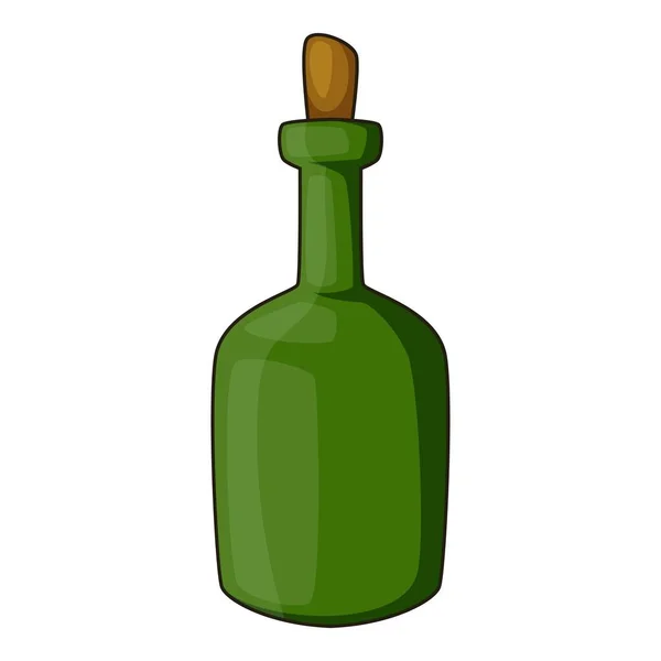 Icône de bouteille de vin vert rétro, style dessin animé — Image vectorielle